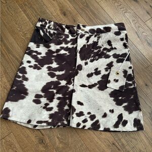 Cow Print A-Line Skirt
